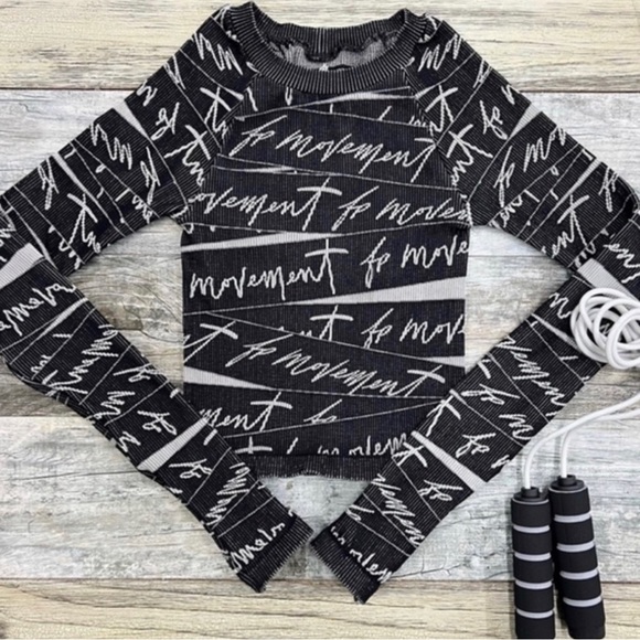 Free People Tops - NWOT! Free People Movement Printed logo Ribbed Long Sleeve